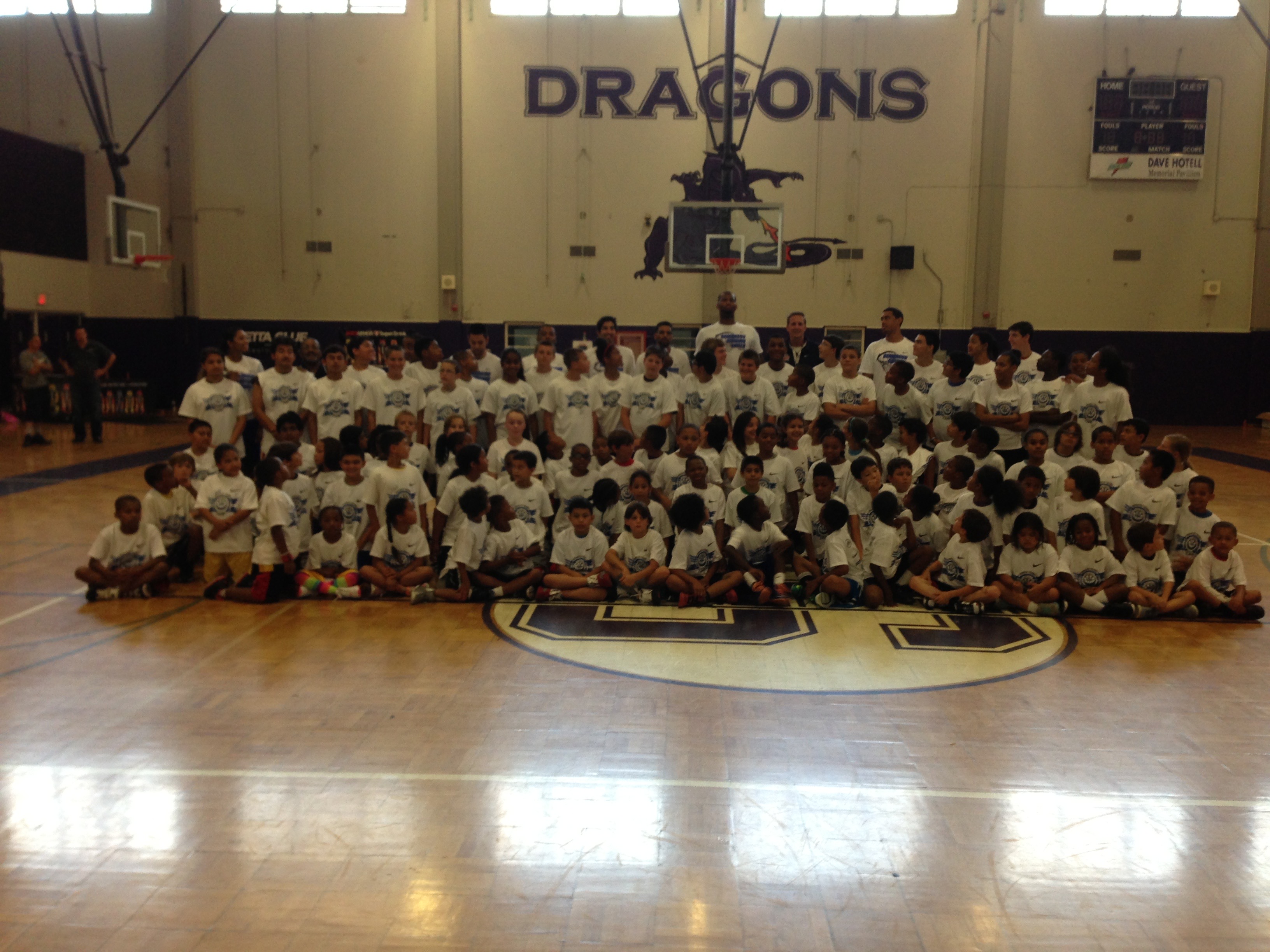 Coach Dave Taylor with LeBron James at a youth basketball camp